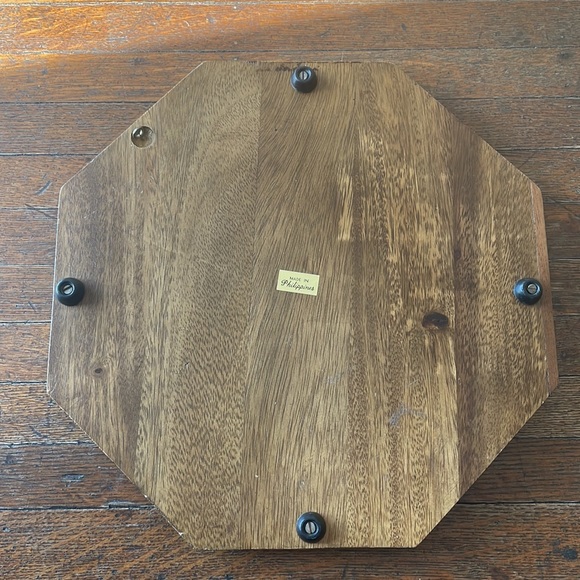 Asian inspired vintage wooded/ceramic cracker/cheese serving tray. - Picture 8 of 10